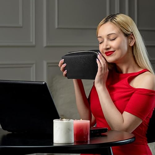 Miniatura 7 de GFU Bolsa de maquillaje grande con cremallera de viaje, organizador de artículos de tocador de piel sintética resistente al agua para mujeres y