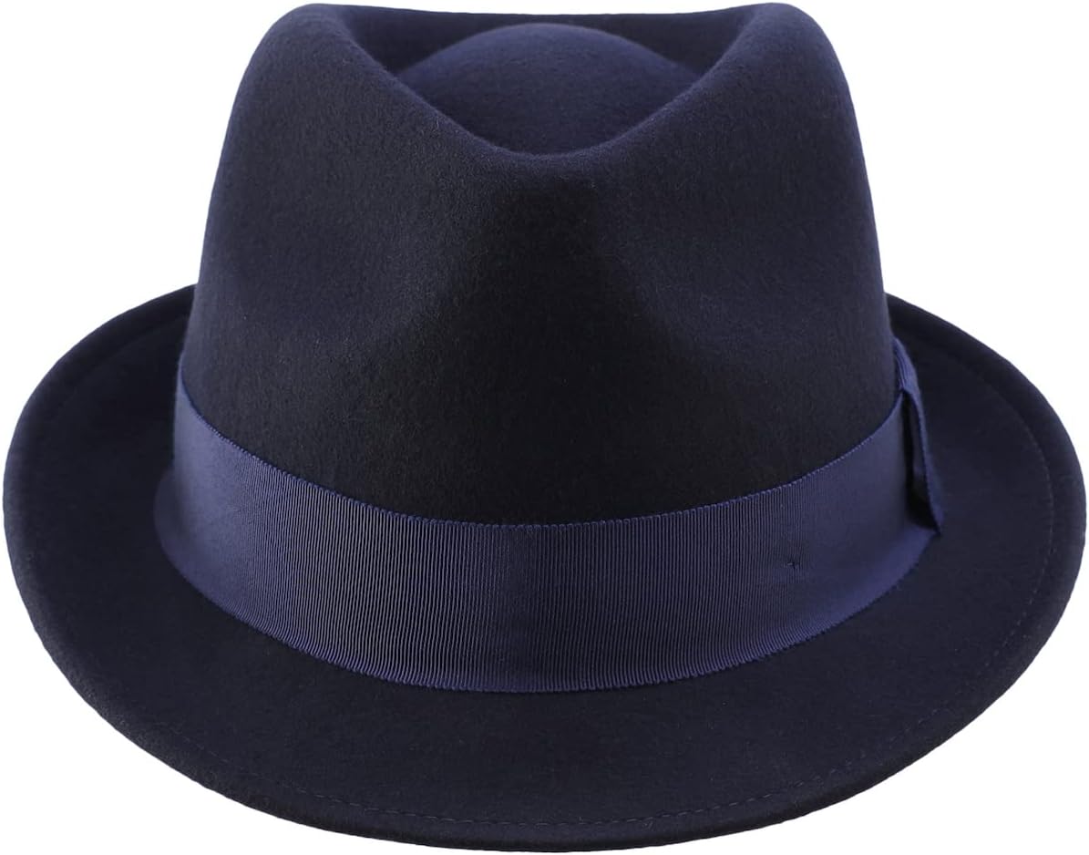 Home Prefer Men's Wool Felt Winter Hat Short Brim Fedora Hat - Image 2