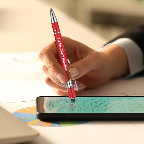 Miniatura 6 de Jetec 10 bolígrafos retráctiles de tinta negra, divertidos y lindos artículos esenciales de enfermería con punta de lápiz capacitivo para