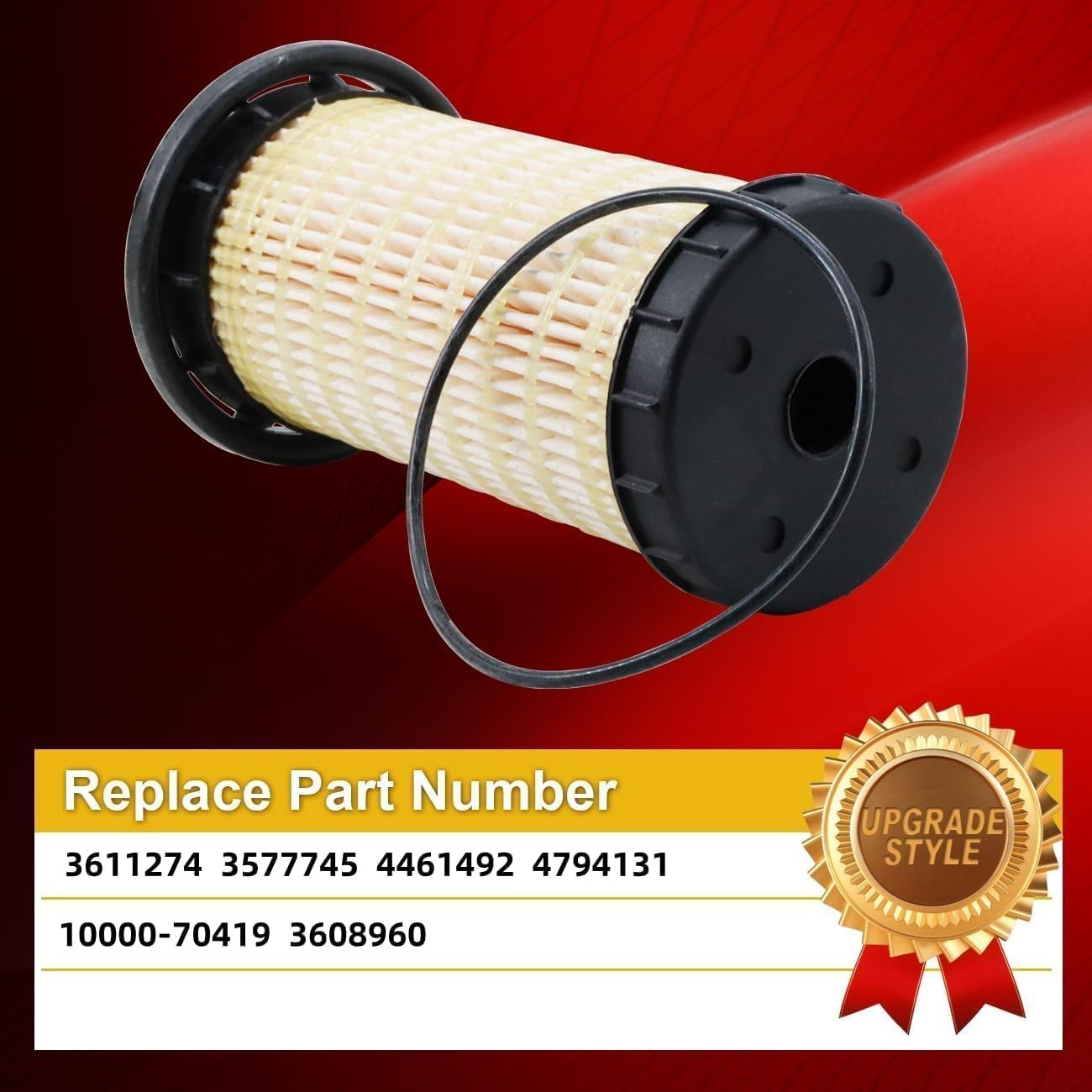 3611274 Fuel Filter Compatible with 854E-E34TA 854F-E34T 1104D-E44T 1104D-E44TA 1106D-E70TA 1204E-E44TA 1204E-E44TTA 1204F-E44TA Replace for 3577745 4461492 4794131 10000-70419 3608960(Pack of 4）