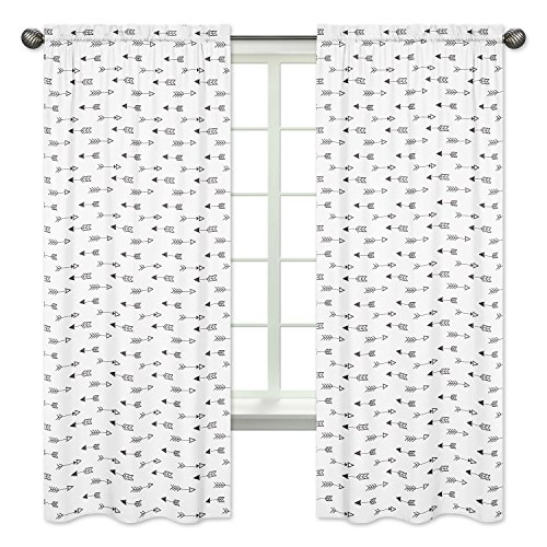 Sweet Jojo Designs 2-Piece Arrow Print Bedroom Decor Window Treatment Panels for Black and White Fox Collection