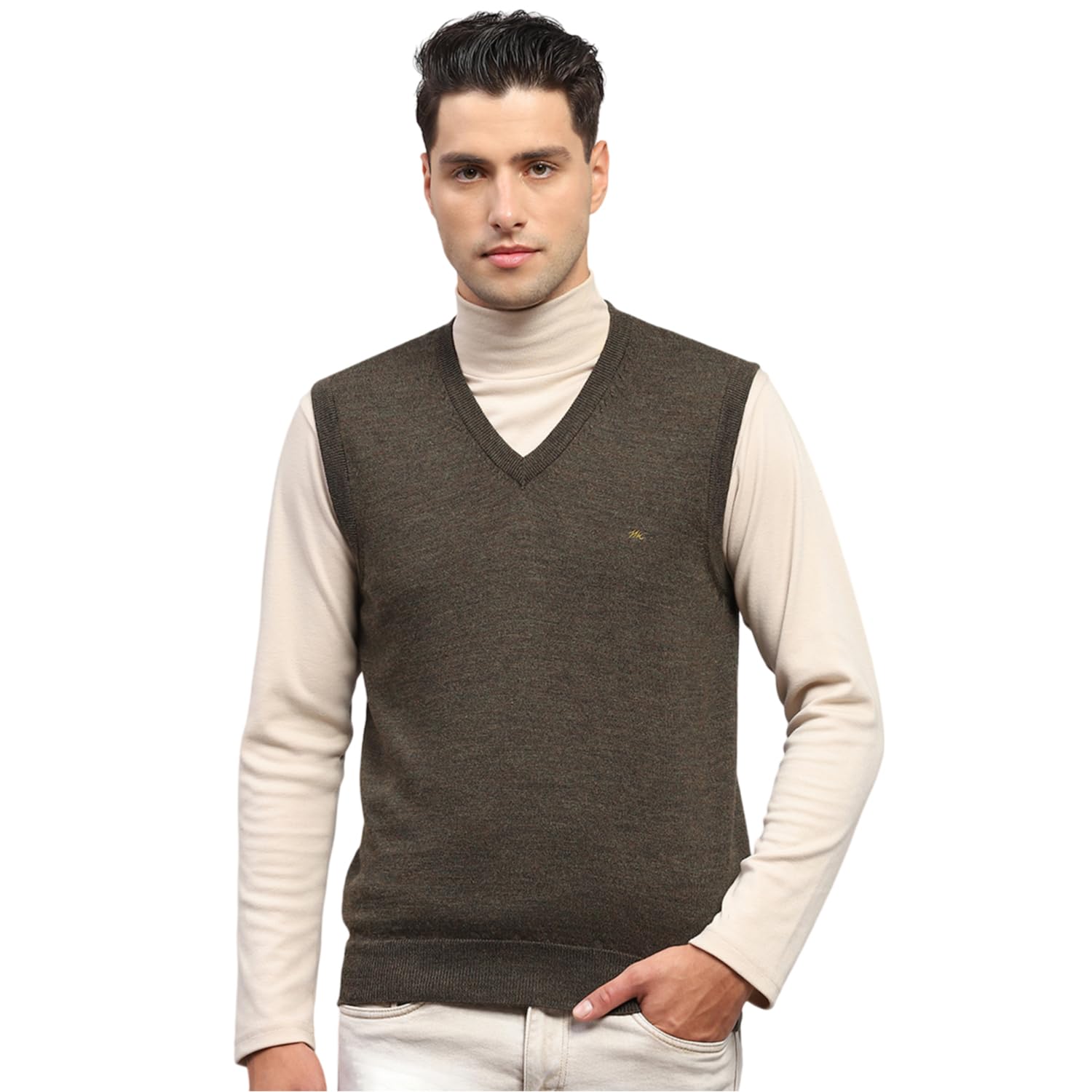 monte carlo Mens Solid V Neck Sleeveless Sweater (1230510SL)-picture-27