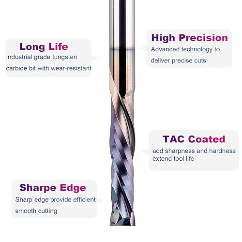 Miniatura 92 de SpeTool Brocas de enrutador en espiral de 1/8 de pulgada para arriba y abajo, vástago de 1/4 de pulgada con revestimiento, fresadora CNC de carburo