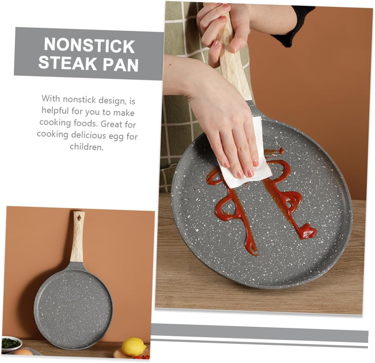 BESPORTBLE Aluminum Alloy 24cm Flat Frying Pan Nonstick Crepe Pan with Handle Small Egg Frying Skillet for Home Kitchen Cooking