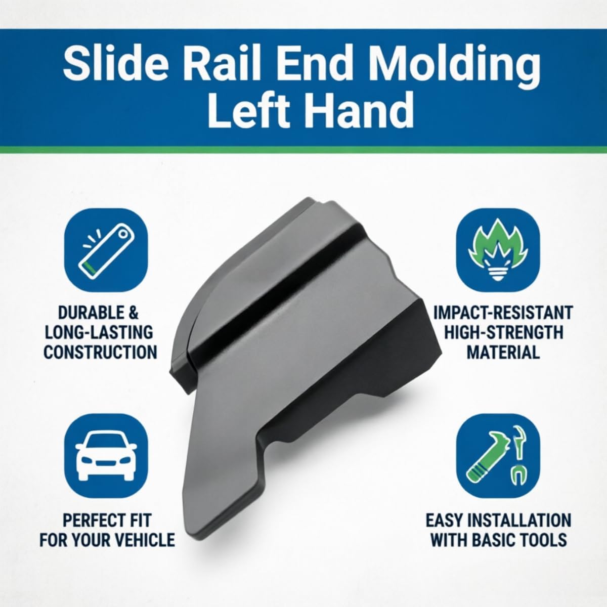 68374-08020 Slide Rail End Molding Left Hand for Toyota Sienna 2011-2020, Driver Side Door Molding, Sliding Door Track Bracket