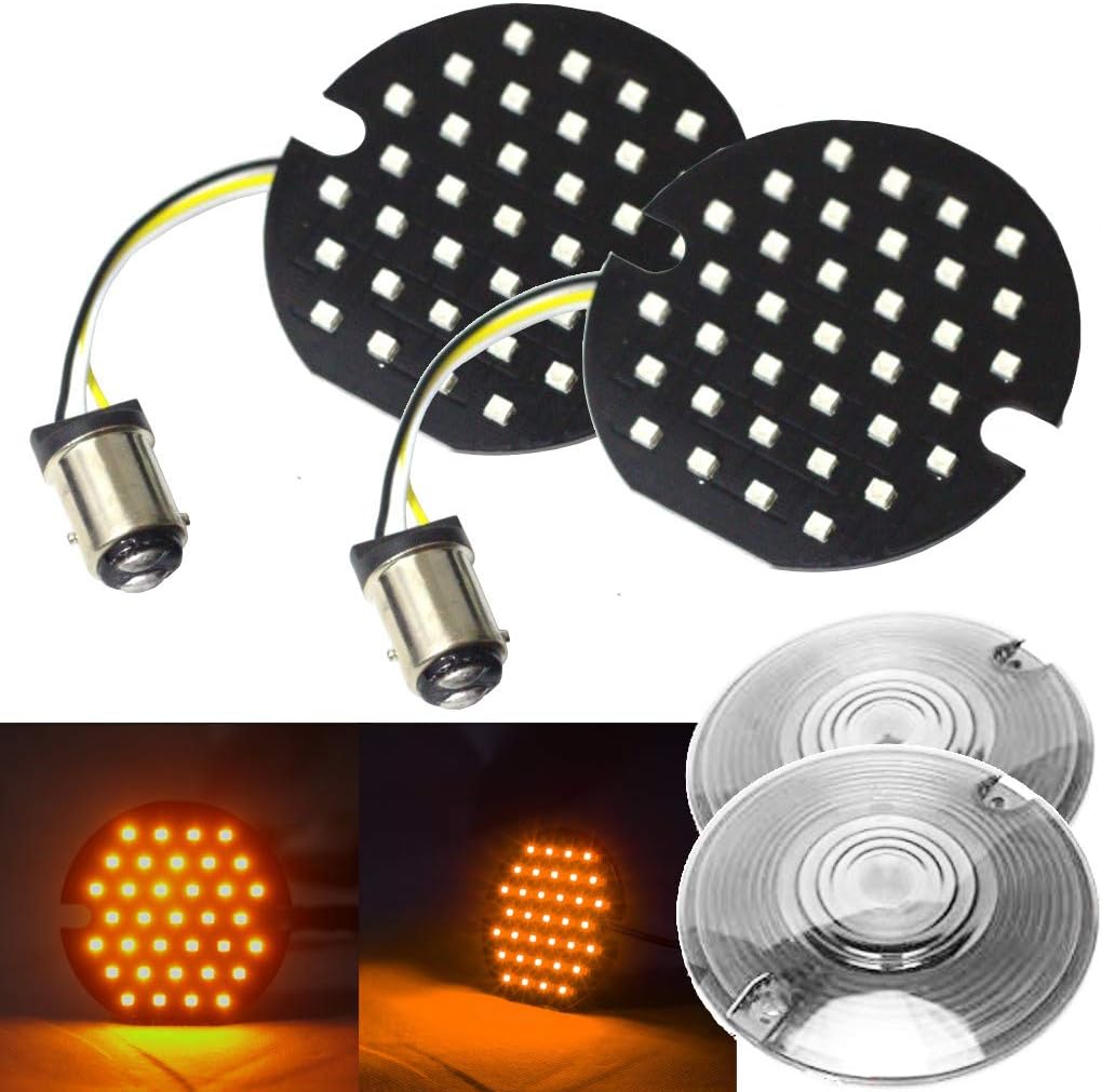 Eagle Lights 3.25 3-1/4 Inch Flat Style Front LED Turn Signals Compatible With Harley Davidson Motorcycles (Add Clear Lenses)