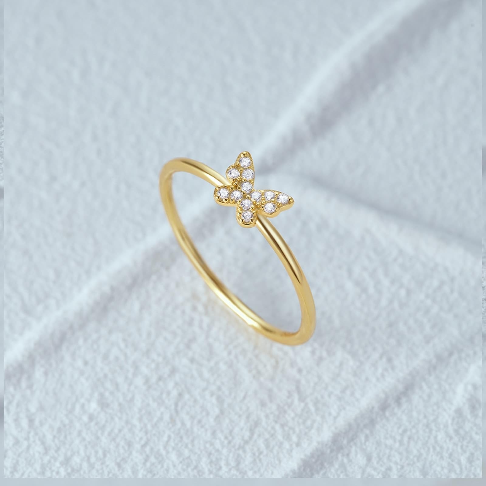 KnSam Echt Gold Schmuck Trauringe 9K/14K Gold, Moissanit Pärchen Ringe Au375/ 585 Gold, Schmetterling Eheringe, Gr.47-62