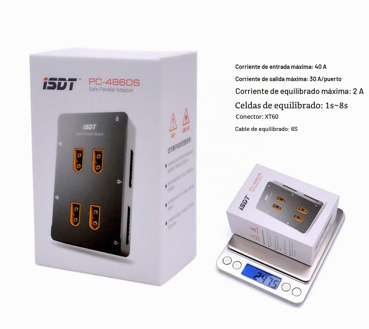 ISDT PC-4860 Lipo cargador paralelo estación de carga soporte 4 paquetes de 1-8S XT60 RC LiPo batería