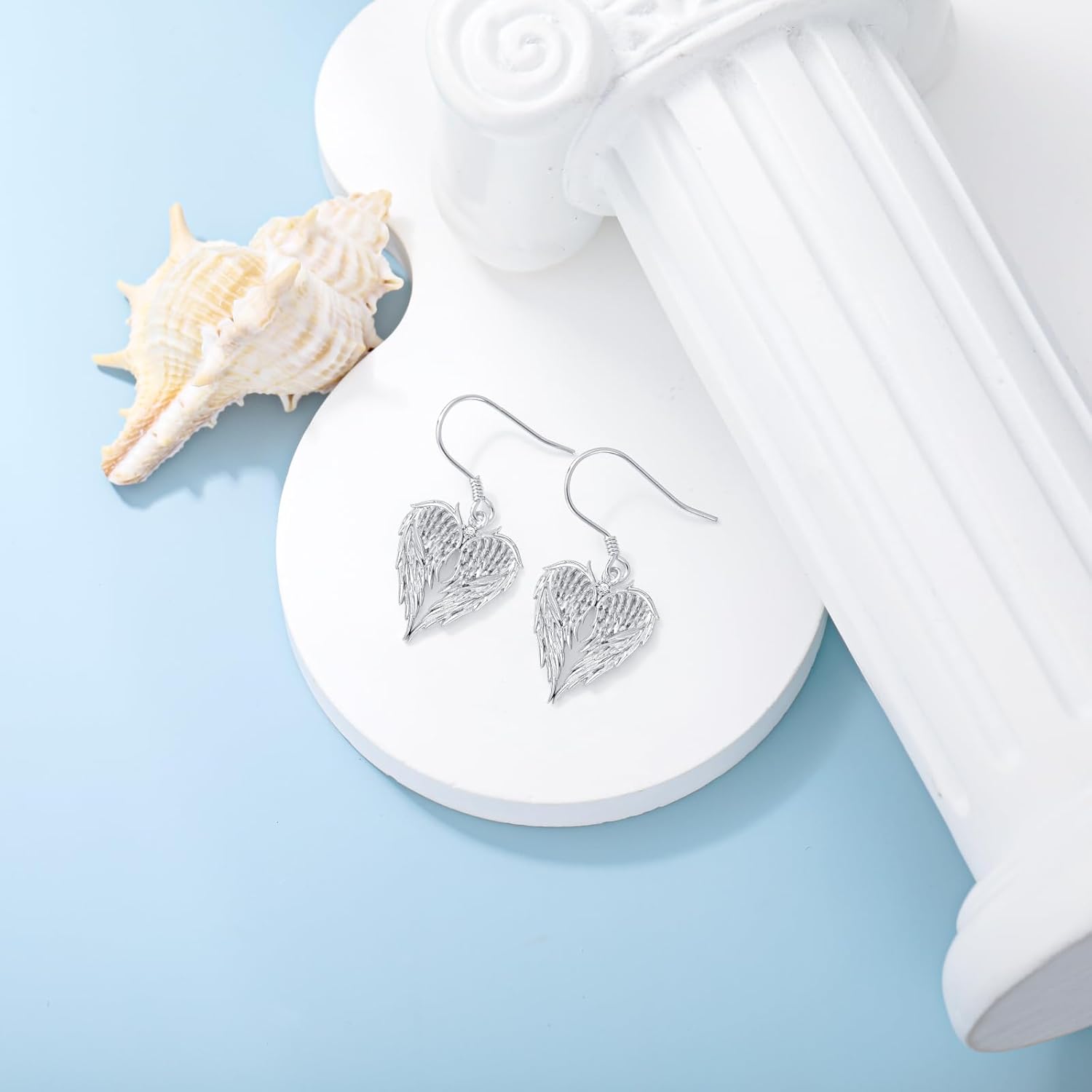 Diamond Angel Wing Earrings for Women 925 Sterling Silver Heart Shaped Angel Wing Drop Dangle Earrings with Lab Grown Diamond Jewelry Gifts - Image 5