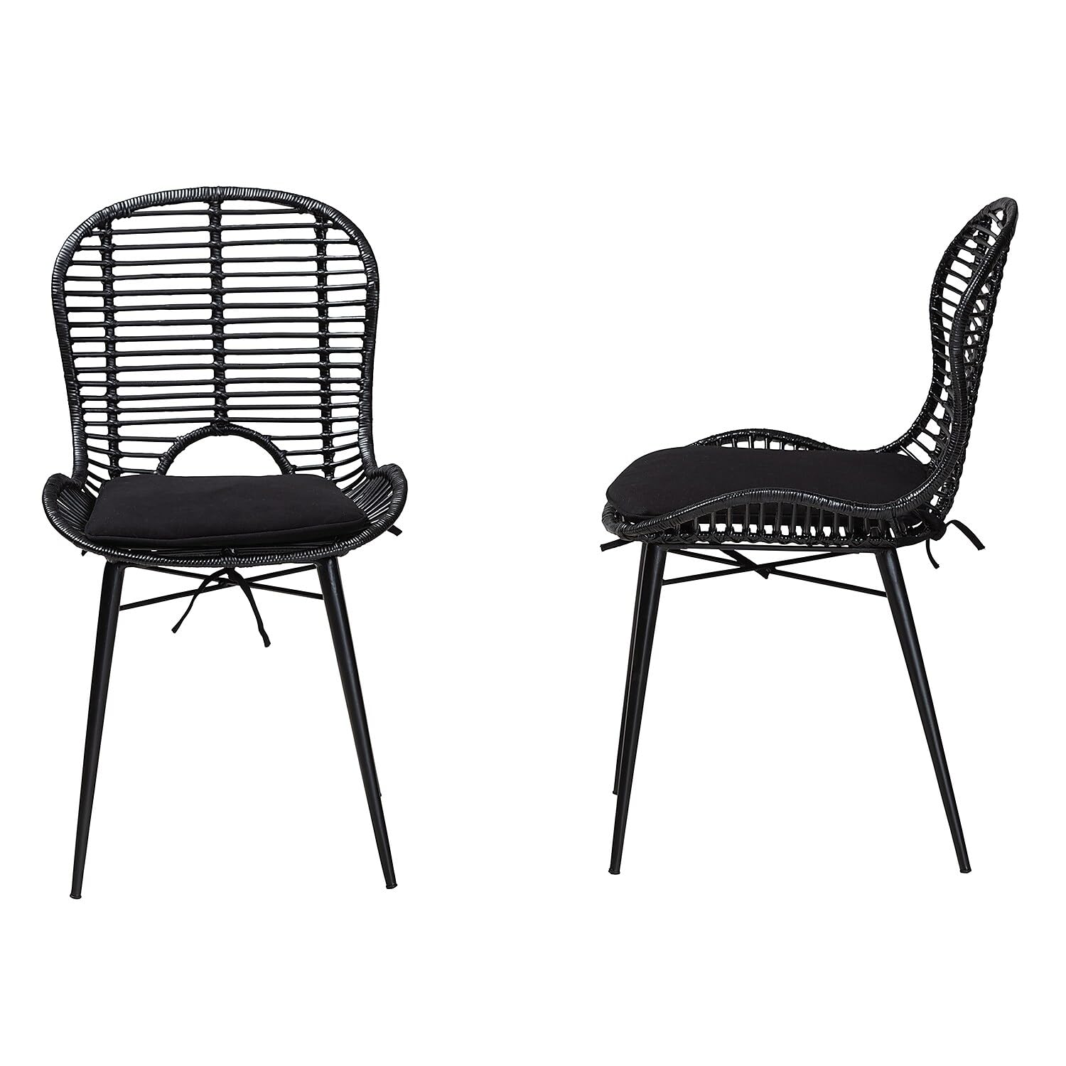 Brenna - Silla de comedor de ratán bohemia, color negro, 2 juegos (231-2P-12827-HT) 3