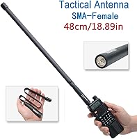 Vista 2 de Abbree SMA - Antena de banda dual hembra VHF/UHF 144/430 MHz antena de látigo suave de alta ganancia para radio bidireccional Baofeng UV-5R UV-82.