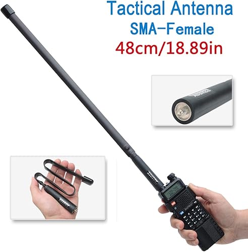 Miniatura 4 de Paquete de 2 unidades de 18.8 pulgadas de longitud ABBREE SMA-hembra de doble banda 144430 Mhz Plegable CS Antena táctica para radio GMRS, Baofeng