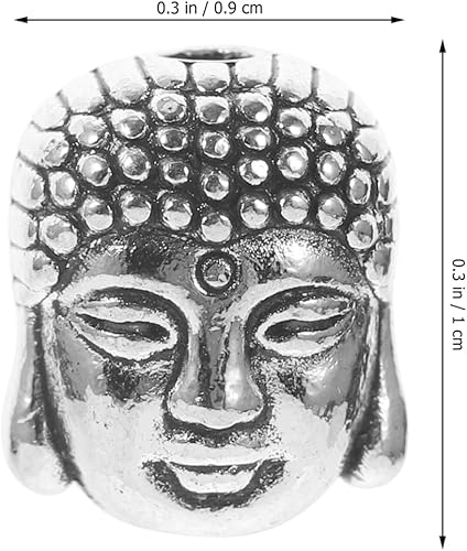 Miniatura 8 de 20 cuentas de metal espirituales pequeñas de Buda de doble cara de 0.394 x 0.354 in espaciadores para hacer joyas y pulseras (plateado)