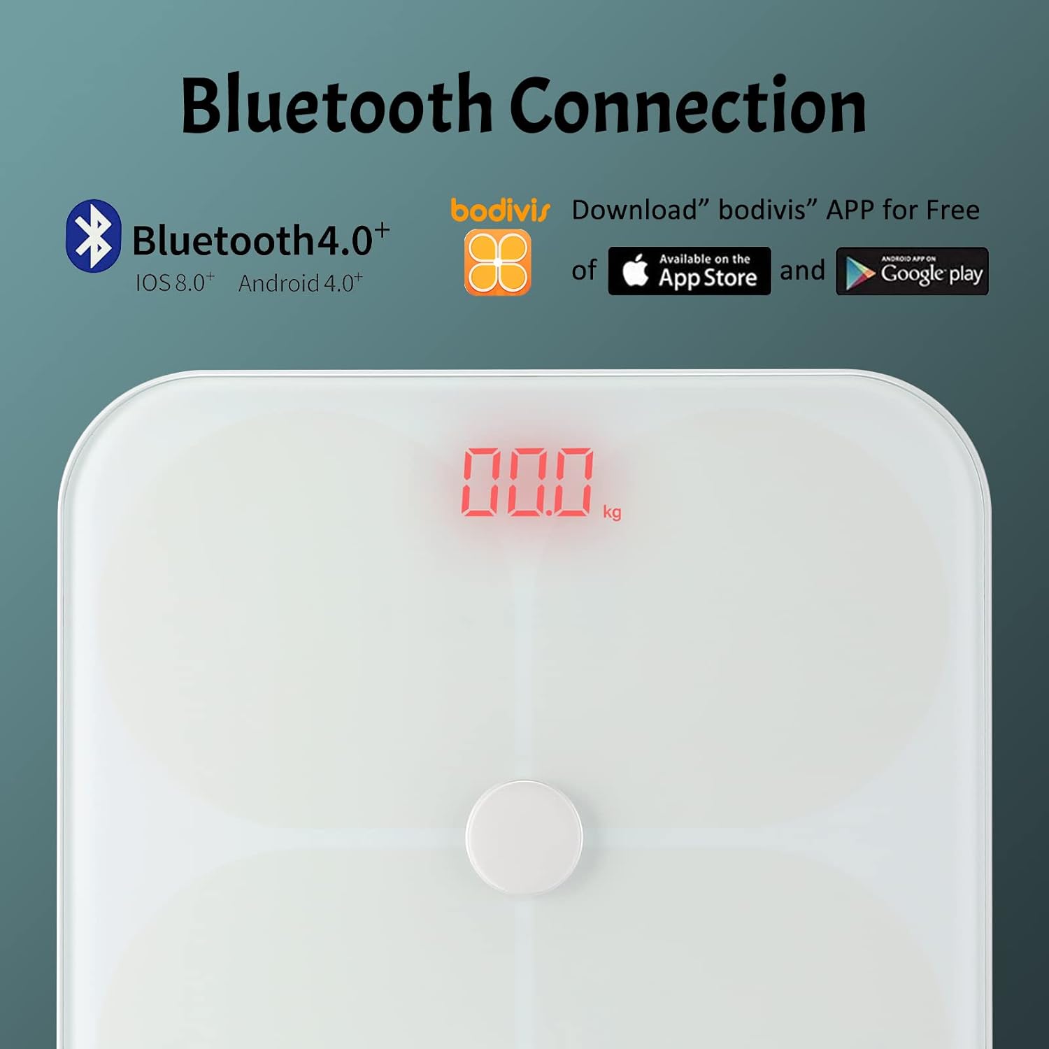 bodivis Body Fat Scale, Smart BMI Digital Scale White Wireless Measure Weight Scale, 21 Body Composition Analyzer with Smartphone App sync with Bluetooth, White : Health & Household