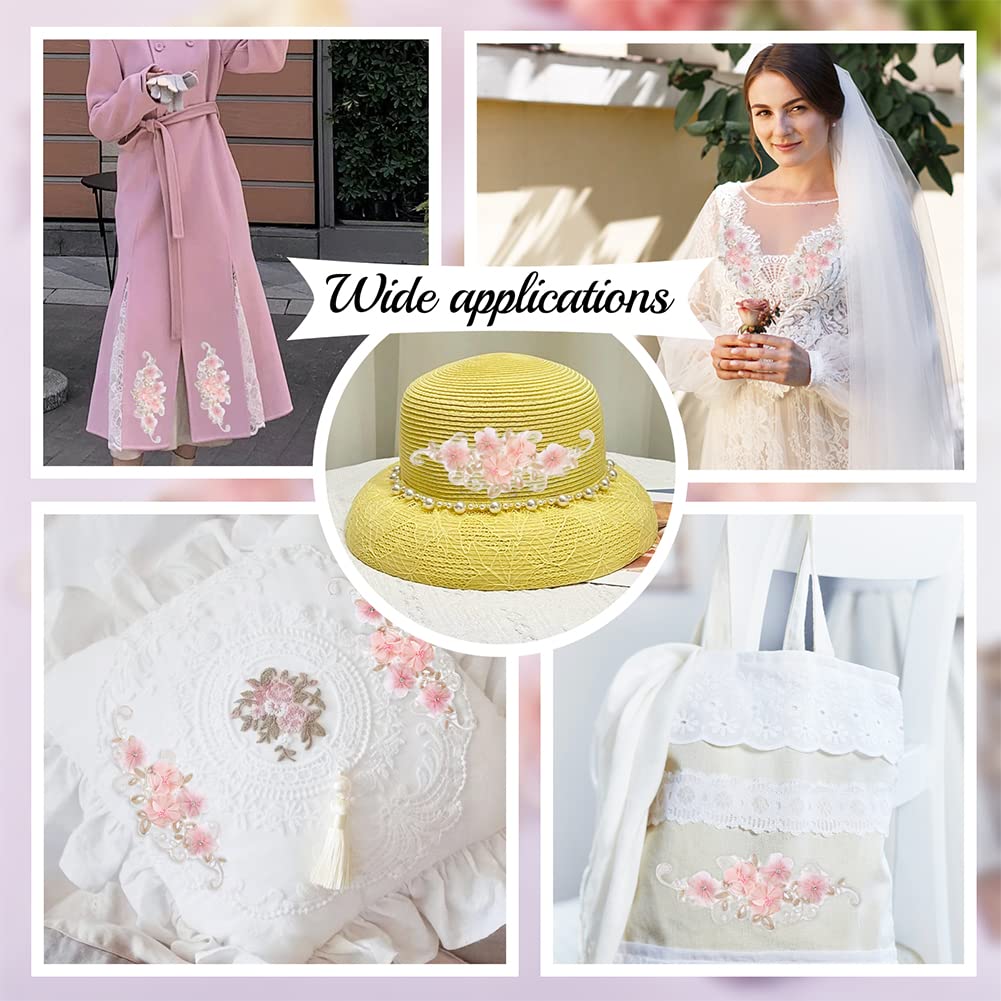 Applique In Pizzo Floreale Con Perline Oro - Toppe Da Cucire Per Abbigliamento, Decorazione Fai Da Te 29x35cm - Foto 2