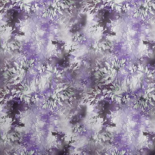 oneOone Cotton Cambric Violet Fabric Watercolor Floral Craft Projects Decor Fabric Printed By The Yard 42 Inch Wide