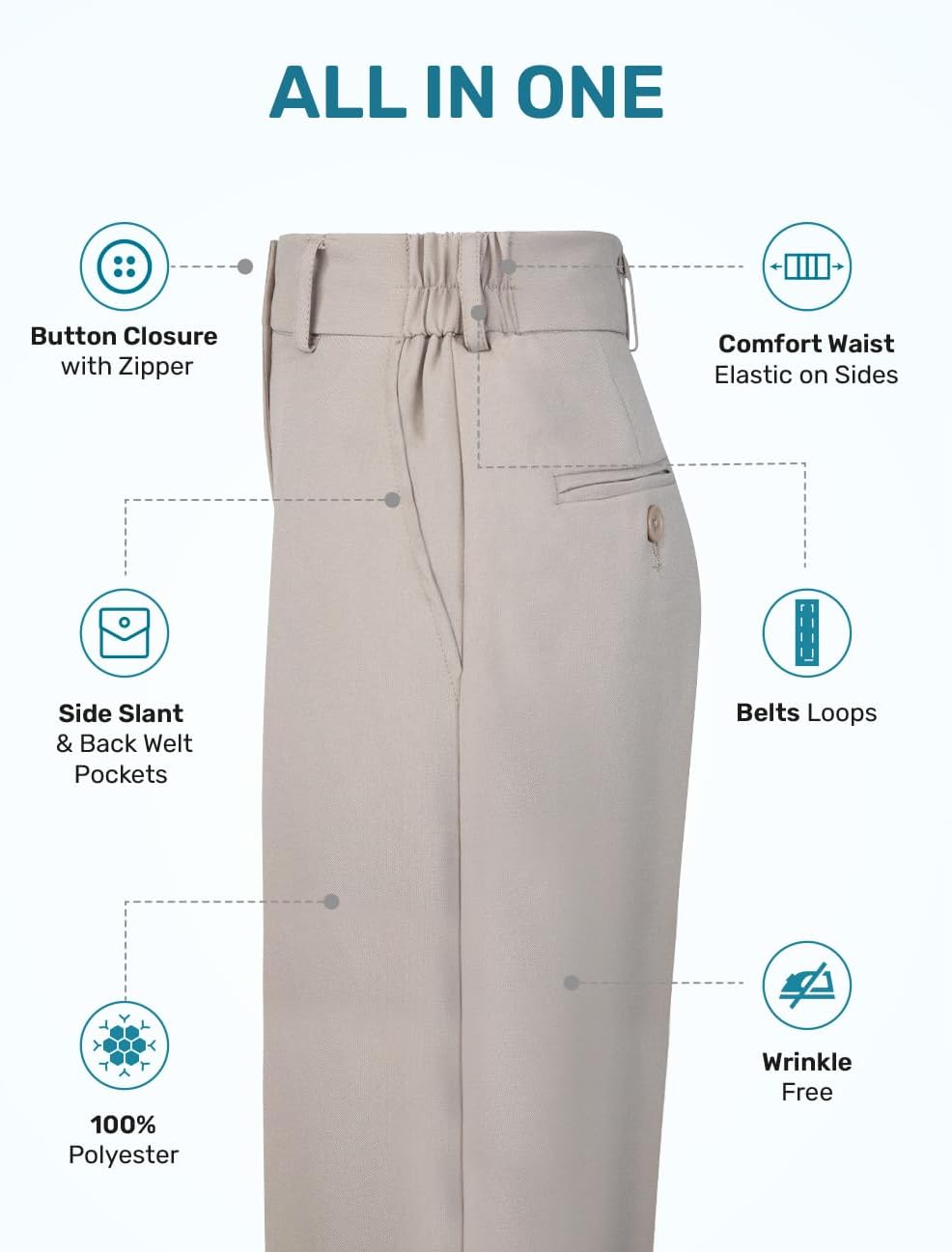 Boys Flat Front Dress Pants with Comfort Waist and Belt image 5