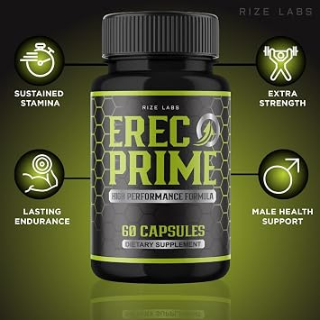 rize labs (Pack of 5 Erec Prime Pills for Men, Male Capsules, High Performance Formula, All-Natural Support for Peak Performance & Overall Health, Official Reviews (300 Capsules)