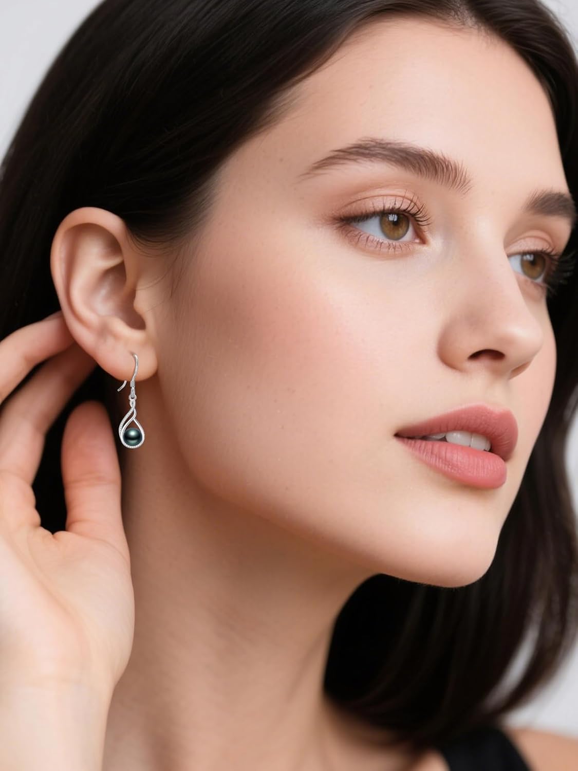 Dreamboat Black Pearl Dangle Drop Earrings for Women 925 Sterling Silver Pearls Jewelry Anniversary Christmas Birthday Gifts for Mom Wife Daughter Her