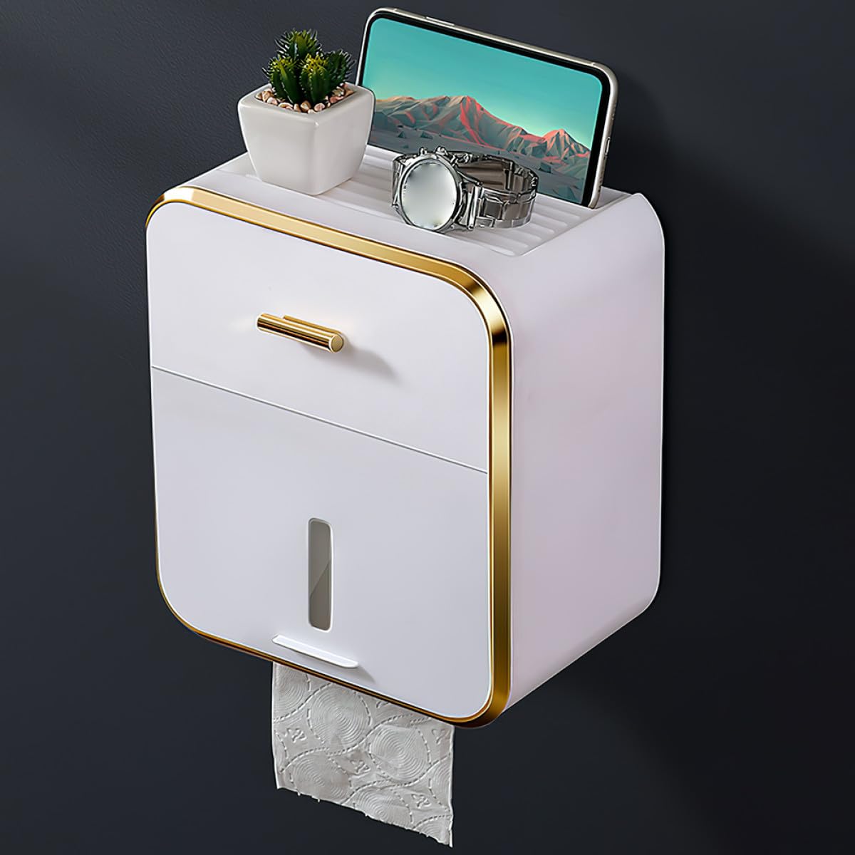 Wandtaschentuchbox aus Stabilem Pp mit Einfachem Wandhalterungsdesign Weiß Nicht Verformbar für Küche und Badezimmer zur Praktischen Aufbewahrung