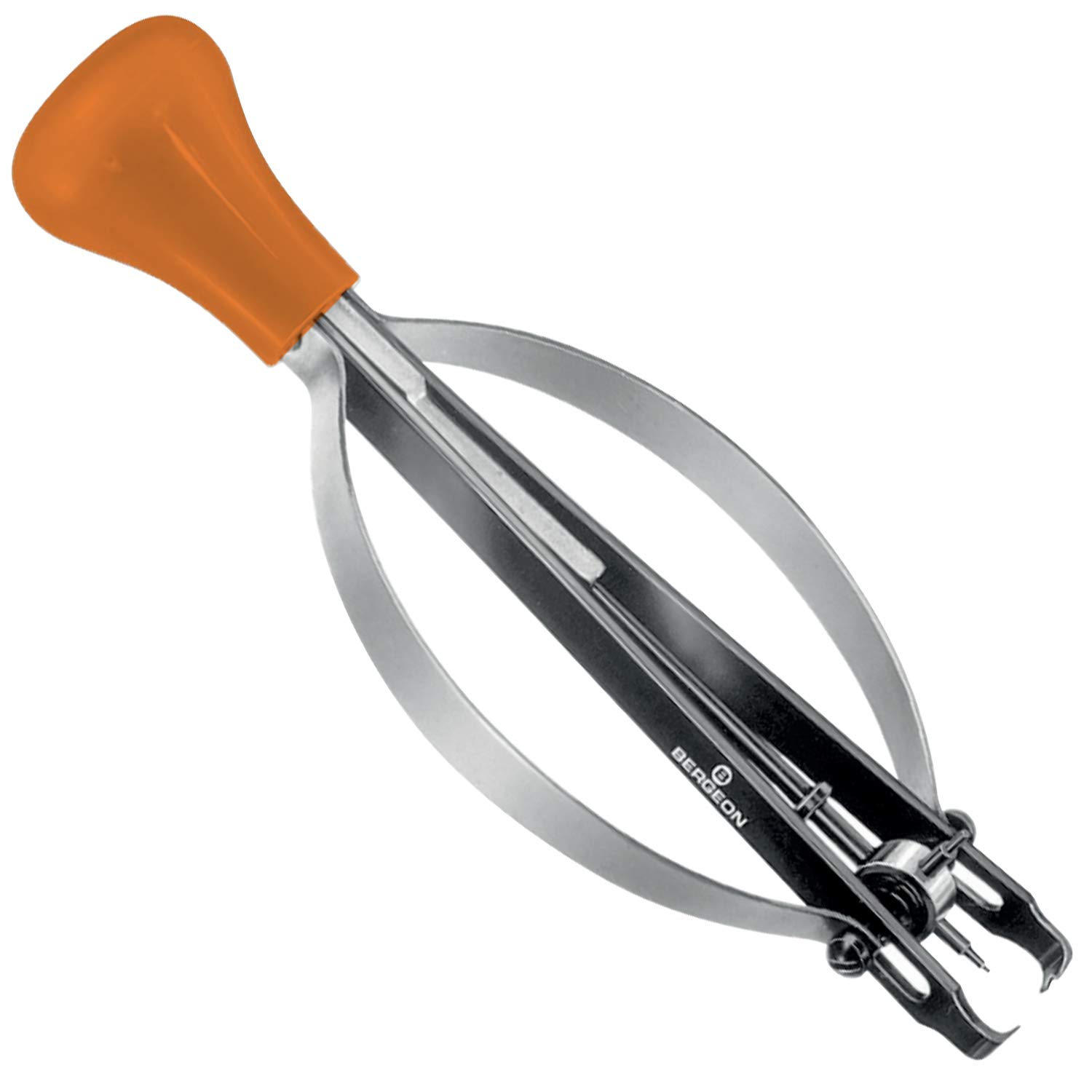 BERGEON 30671-7 Forme 7 - Pour aiguilles de montre - Avec 4 mandrins de support rotatifs (Ø 0,4-0,65-0,9-1,15 mm) - Convient pour les montres - Manche orange - 4263007
