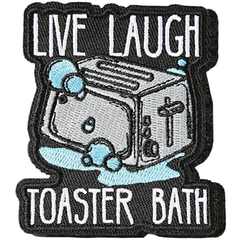 XMJY Live Laugh Toaster Bath Patch, 1 Pc Embroidered Hook and Loop Patches, Funny Meme Patches for Tactical Backpacks, Dog Harnesses, Army Vests, Gym Bags, Hats, Helmets Cover