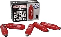 Chef Master N2O Whipped Cream Chargers (10 Pack) – Nitrous Oxide Cartridges for Whipped Cream Food Prep – Food Safe Low Carbon Steel Chargers – Universal Fit for Professional Kitchens - Made in EU