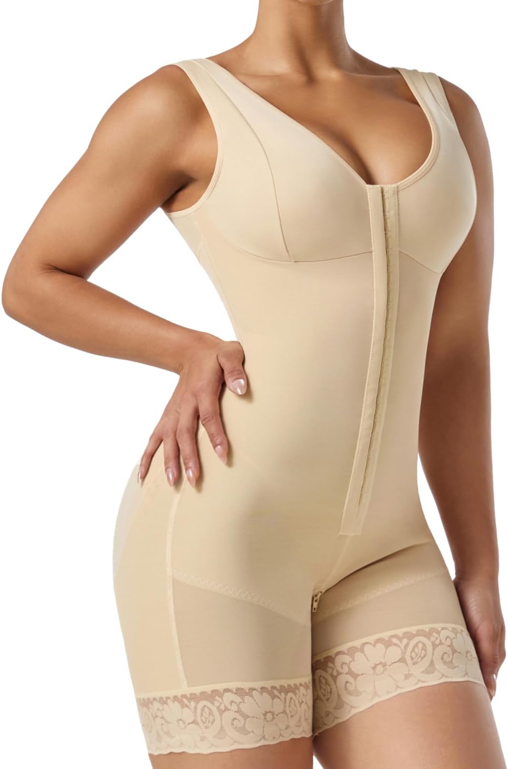 Fajas Colombianas Shapewear for Women Tummy Control Body Shaper Butt Lifter 3-Row Hooks Postpartum Bodysuit