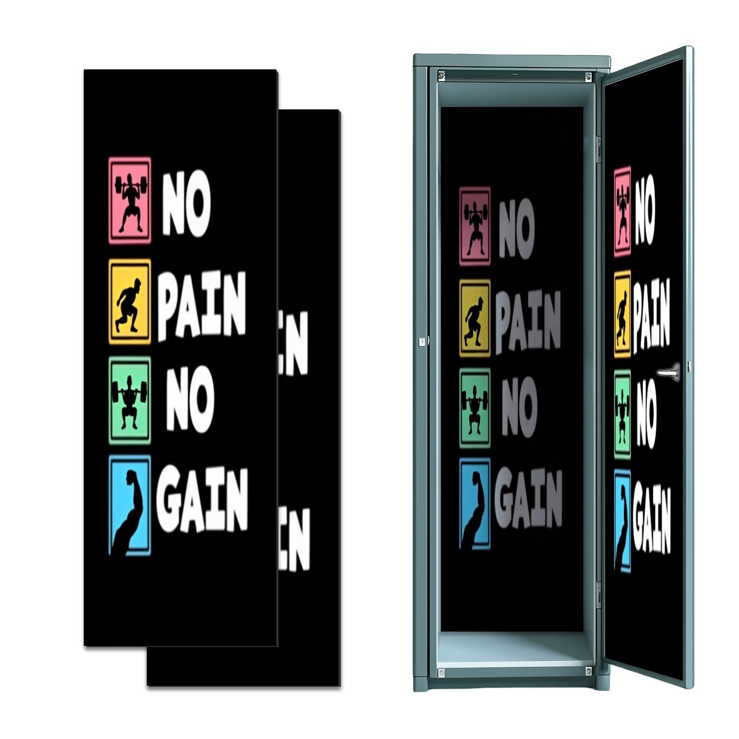 2 Pcs Locker Magnetic Wallpaper Motivational Workout Positive Canvas Exercise Classroom 12" x 36" Wall Magnetic Sticker Removable Locker Accessories Decor Easy Install for Office School