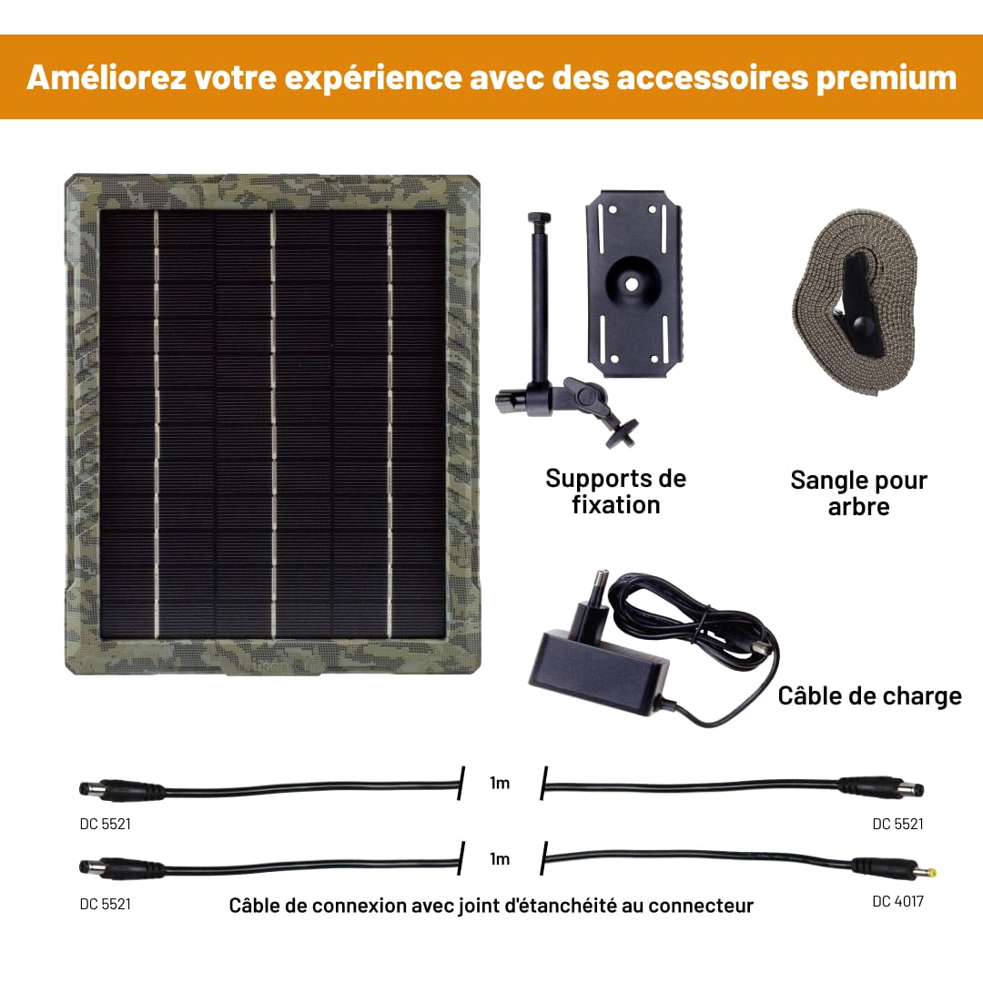 ICUserver ICUsun Panneau Solaire pour caméras de surveillance de la faune - 5,4 Watts - sécurisé et résistant aux intempéries - inclus chargeur