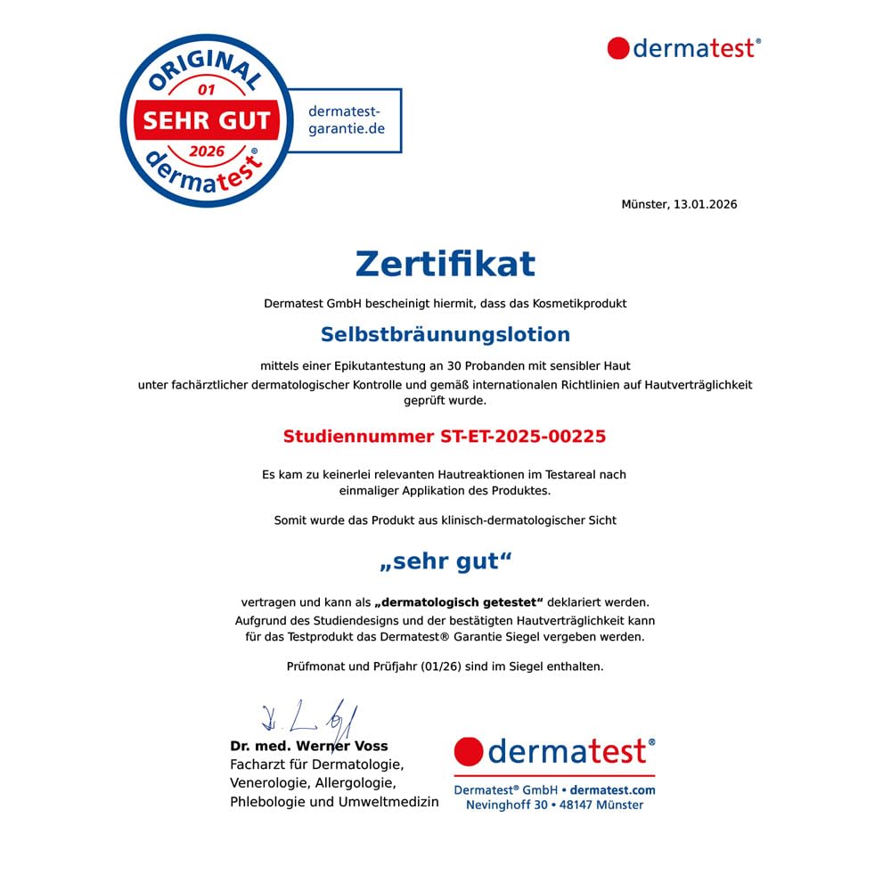 JUNGLÜCK Selbstbräunungslotion | Selbstbräunende Hautpflege für natürliche und gleichmäßige Bräune - Selbstbräuner Body Lotion spendet intensive Feuchtigkeit mit Hyaluron & Squalan