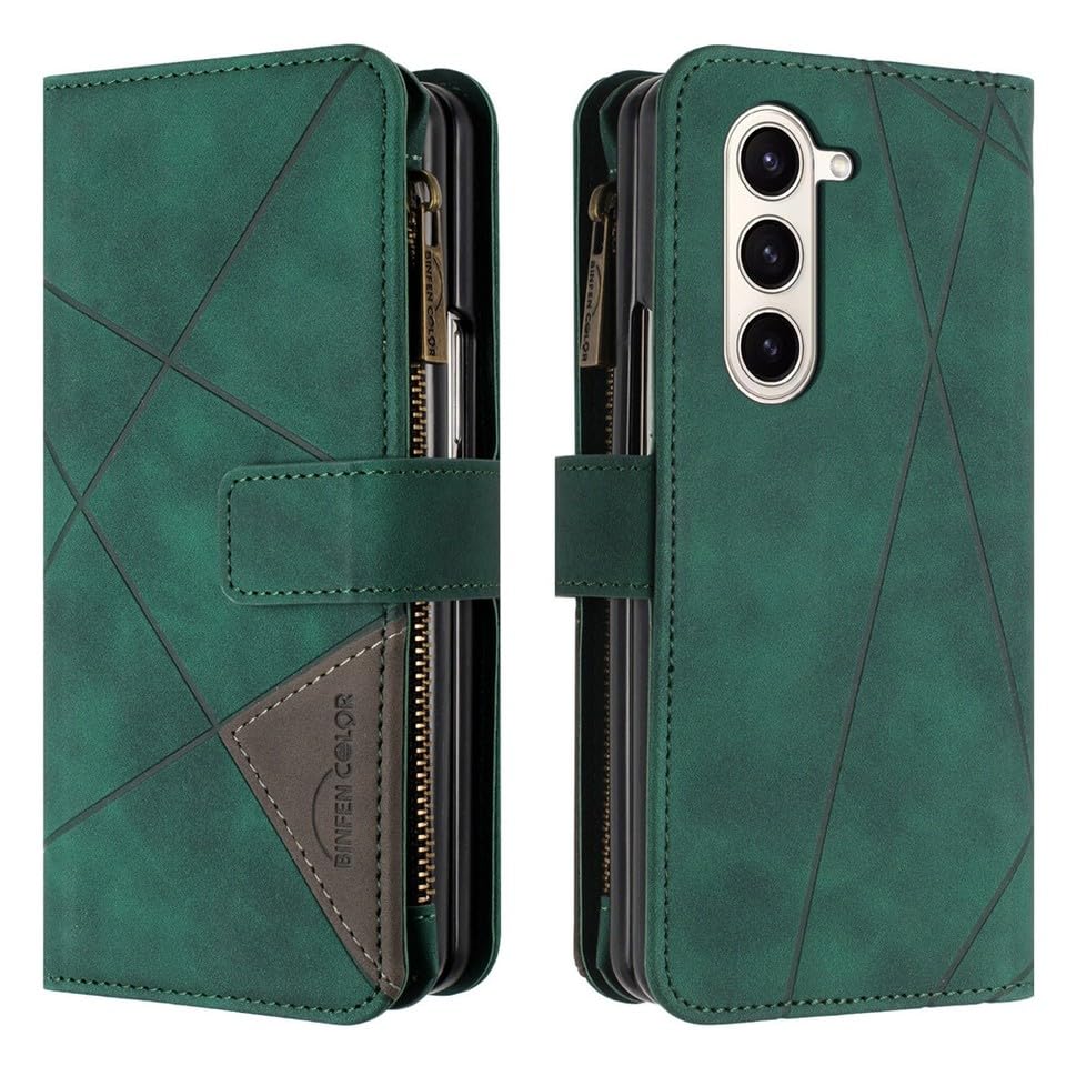 Housse Samsung Galaxy Z Fold 4 verte en cuir pour vos rendez-vous