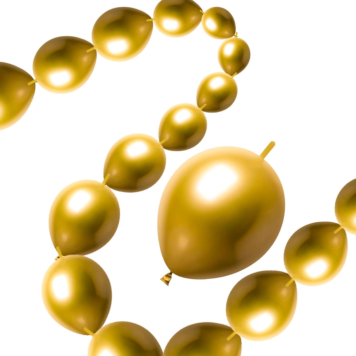50 Pcs Quick Link Balloons Gold Metallic Chrome 10inch, Latex Linking Balloons for Balloon Wall/Arches/Chains, Birthday Party Wedding Anniversary Graduation Arch Party Decor (gold)