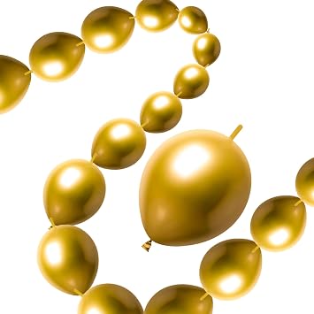 50 Pcs Quick Link Balloons Gold Metallic Chrome 10inch, Latex Linking Balloons for Balloon Wall/Arches/Chains, Birthday Party Wedding Anniversary Graduation Arch Party Decor gold