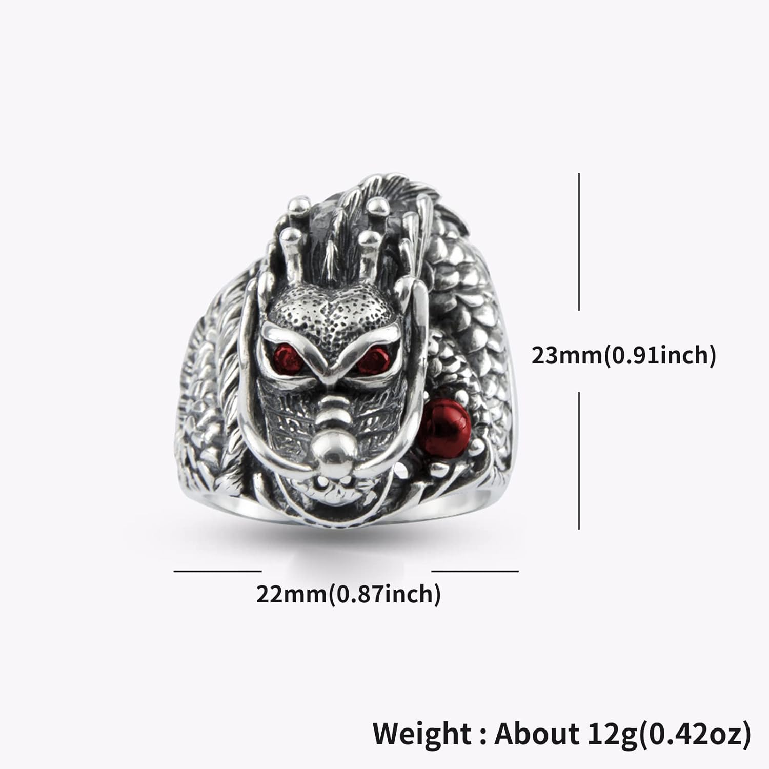 Dragon Ring, Vintage 925 Sterling Silver Dragon Rings for Men Thai Silver Biker Ring Men Jewelry