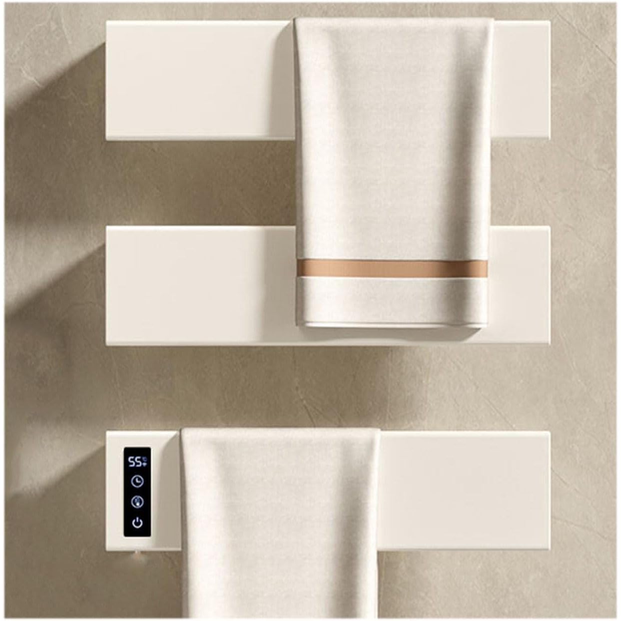 Toallero eléctrico montado en la pared con pantalla LED ajustable de 40 a 65 ℃, control de temperatura, radiador para baño, comodidad y lujo