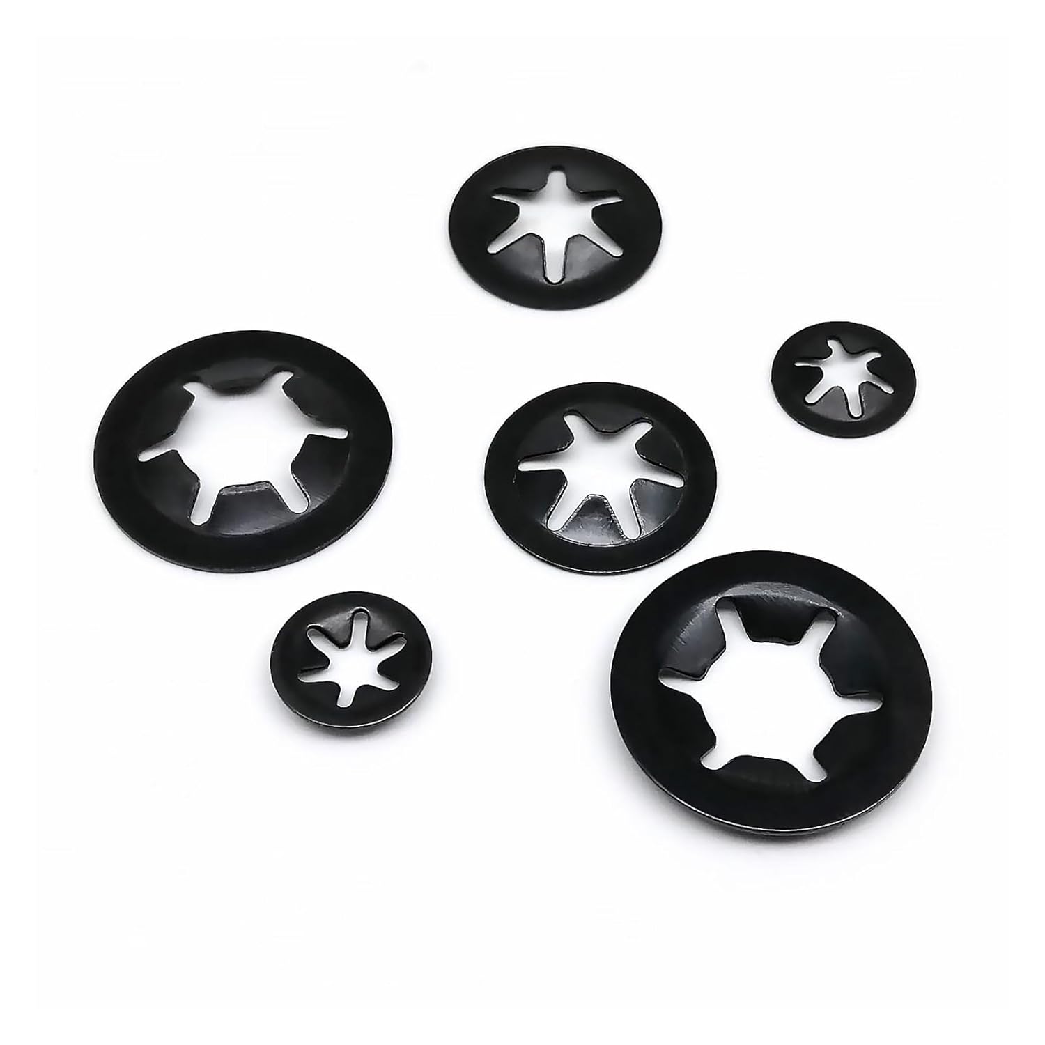 Nut,3Pcs M2 M2.5 M3 M4 M5 M6 M8 M10 M12 Self-Locking Retaining Clip Push On Shaft Bearing Outside Snap lock up Washer(Black,M4x12)