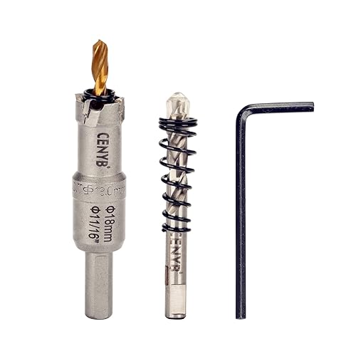 Miniatura 63 de 1" (25.5mm) Sierra perforadora con punta de carburo de tungsteno con 2 piezas de brocas piloto chapadas en titanio para metal duro, acero