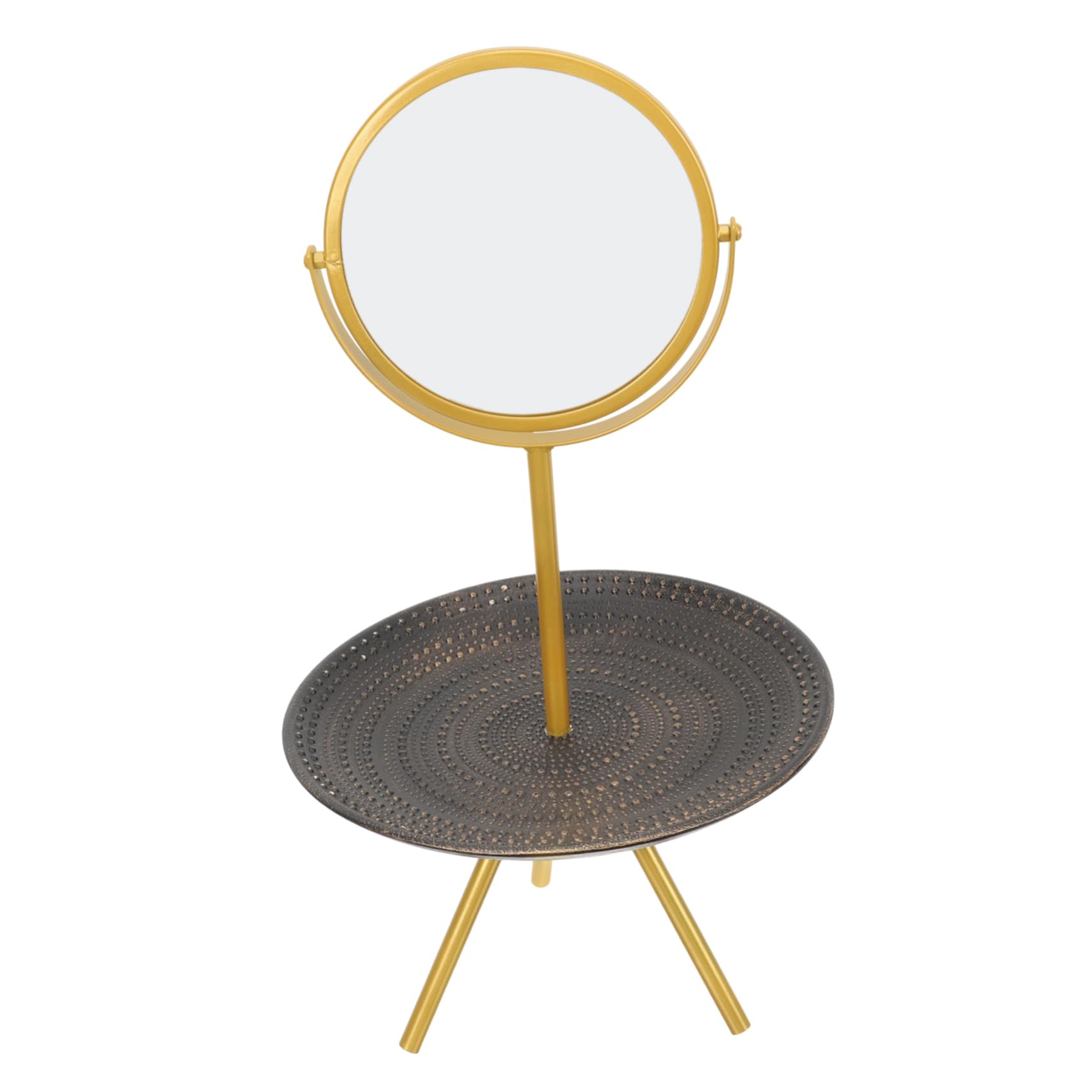 Miroir de maquillage rétro avec plateau rangement cosmétiques et bijoux