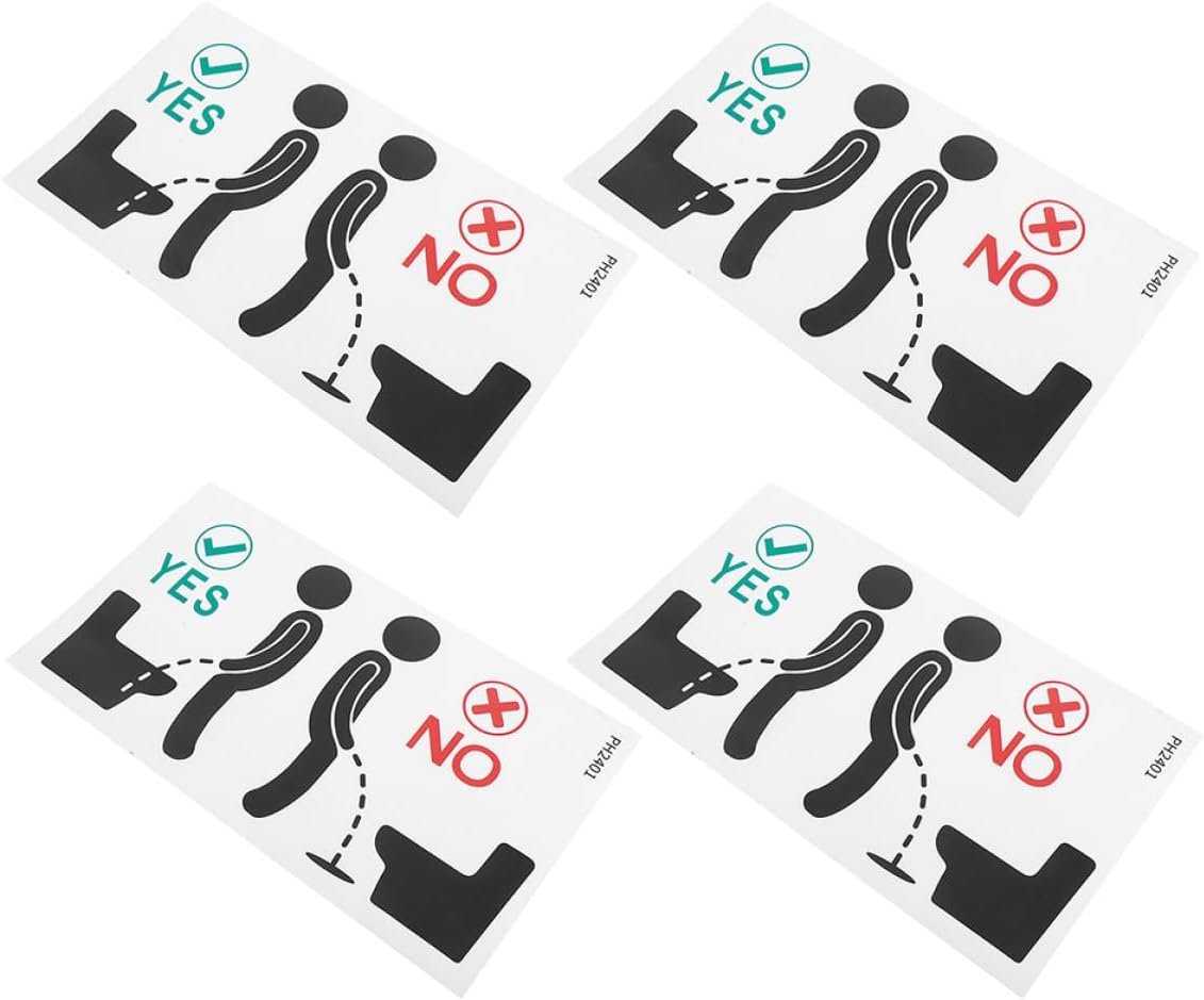 4pcs Bathroom Reminder Stickers Creative Toilet Tank Decals Fun Wall Decoration for Public Restrooms and Home Bathrooms Easy to Apply and Clean