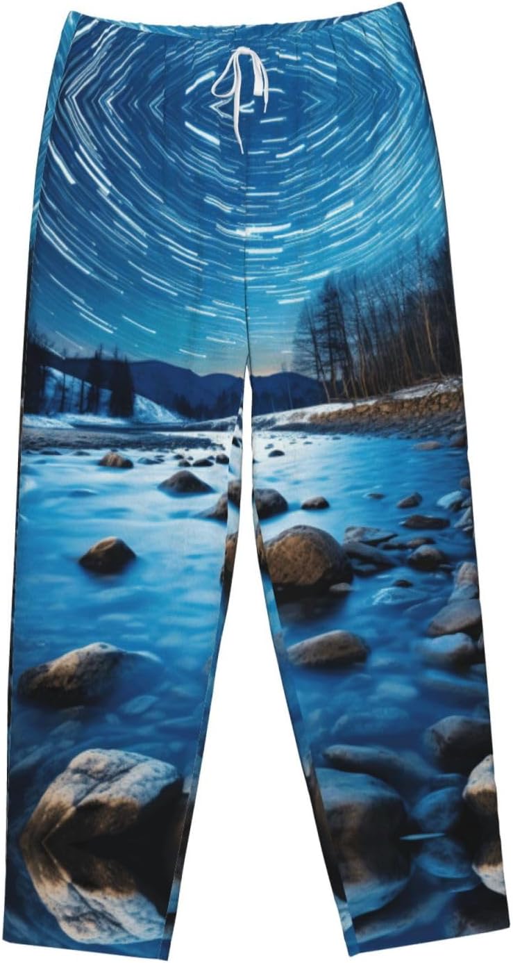 Cool Star River Print Fashion Cozy Womens Flannel Pajama Pants,Perfect For Christmas And Everyday Wear