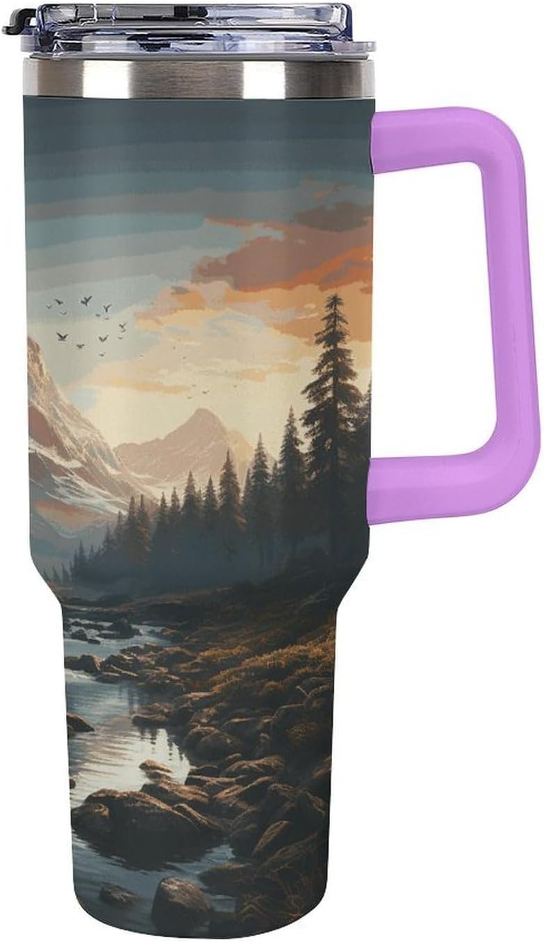 Wilderness Tumbler 40 Oz with Handle&Lid Large Car Cup Stainless Steel Vacuum Travel Mug Insulated Water Bottle Leak-proof Portable Coffee Cup for Home Car Outdoor