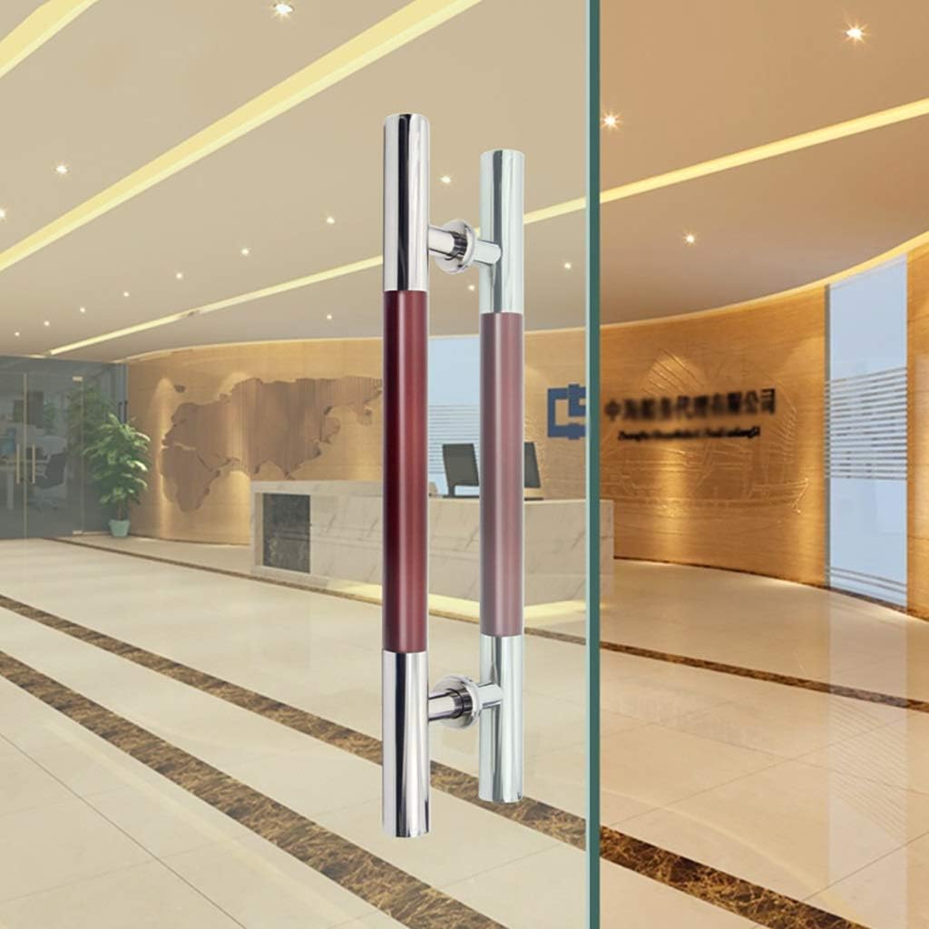 Commercial Heavy Duty Door Handles, Stainless Steel Round Tube Glass Door Handles, Push-Pull Handle Wooden Barn Door Sliding Handle (600×400mm)