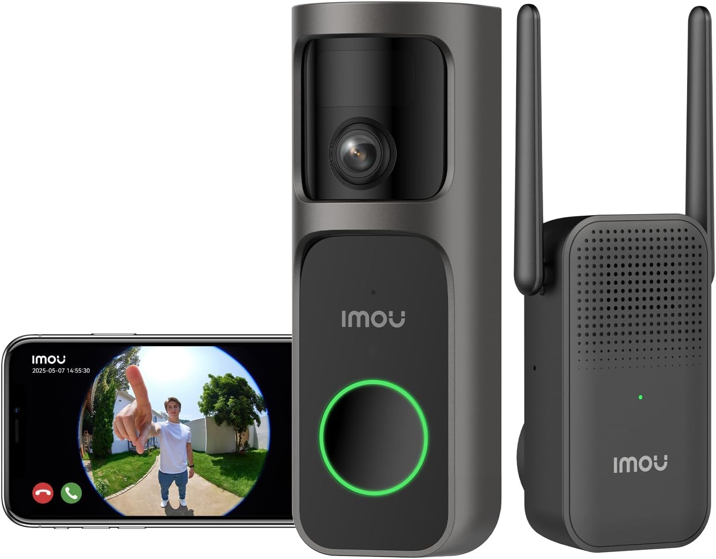 4MP Panoramic Doorbell DB3 KIT, Campanello Video 2K+ WiFi con Suoneria, Visione Notturna 4MP, Rilevamento Pacchi AI Avviso App, Vista Panoramica, Audio Bidirezionale - DB-3EP-4M0W/DS3