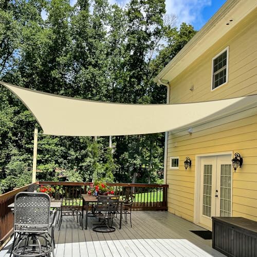 TANG 13' x 19' Sun Shade Sail Rectangle Outdoor Canopy UV Block Sunshades for Patio, Square Shade Cloth for Backyard Porch Deck Garden Pergola Cover, Beige