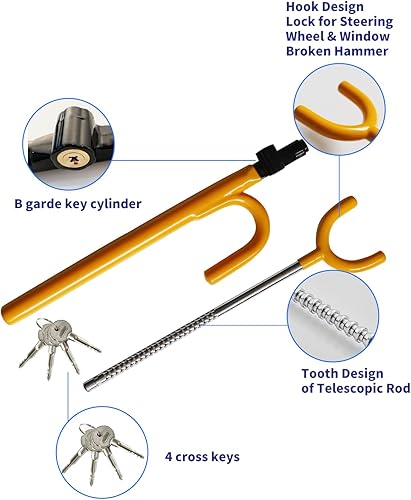 Miniatura 3 de Cerradura de volante antirrobo para automóvil, dispositivo antirrobo, cerraduras de volante de seguridad de vehículos resistentes para camiones,