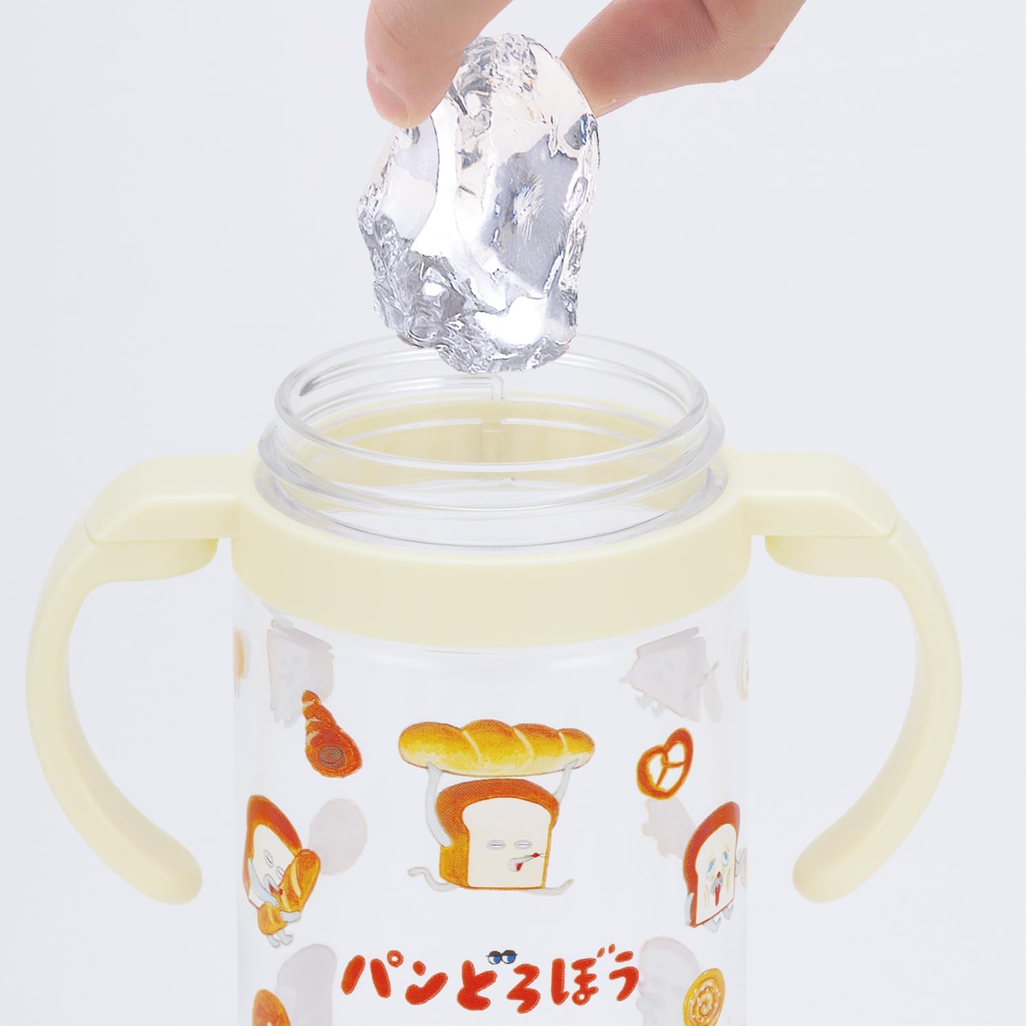 Skater KSHW2N-A Baby Straw Mug, Folding Handle & Shoulder Type, 2-Way Type, 12.5 fl oz (370 ml), For Ages 1 and Up, Pandorobo