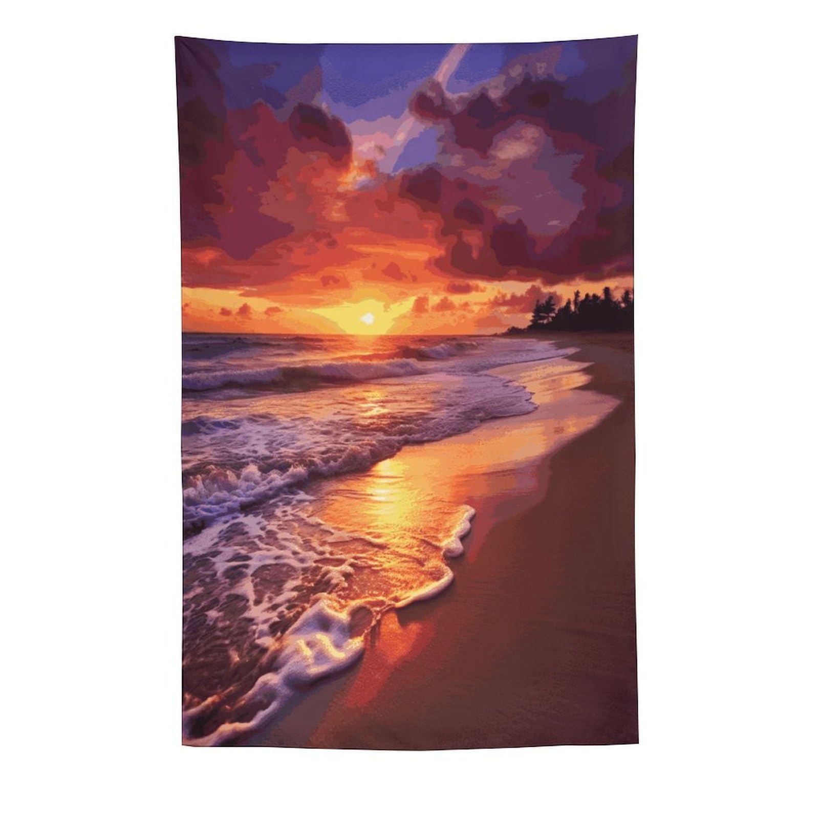 MUSM Beautiful Beach Sunset Tapestry with Installation Kit Personalized Wall Tapestry Aesthetic Tapestries Backdrop Banner Wall Art Hanging Decor for Home Picnic Beach Blanket 60"x90"