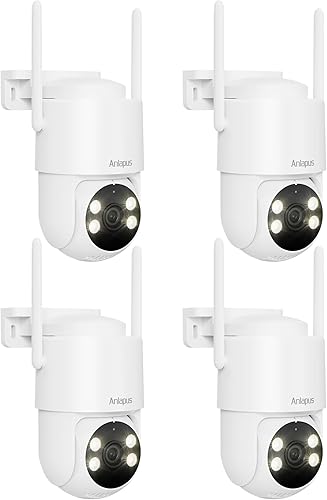 Anlapus 4 cámaras de seguridad WiFi C281 3MP 2K para exteriores, cámara de seguridad con cable PanTilt de 360, detección AI, pista automática,