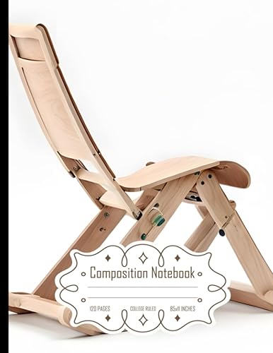Composition Notebook College Ruled Silla Plegable de Madera, Perfecto para Escolares, Tamaño 8.5x11 Pulgadas, 120 Páginas